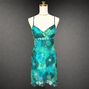 Y2K Teal Print Midi Dress